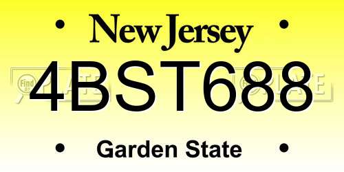 4BST688 New Jersey License Plate