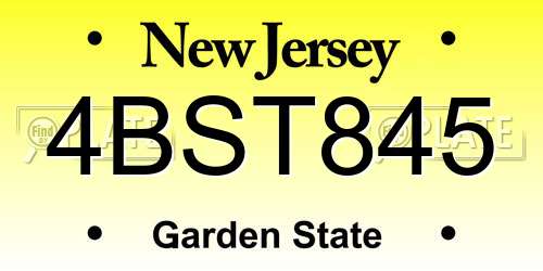 4BST845 New Jersey License Plate