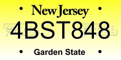 4BST848 New Jersey License Plate