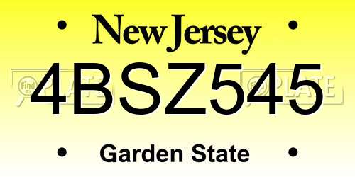 4BSZ545 New Jersey License Plate