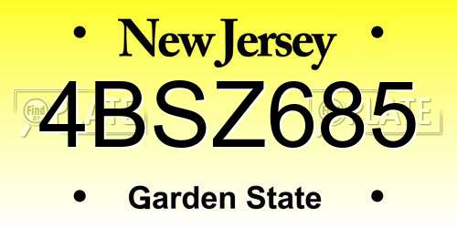 4BSZ685 New Jersey License Plate
