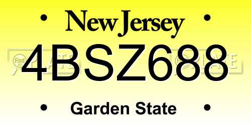 4BSZ688 New Jersey License Plate