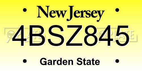 4BSZ845 New Jersey License Plate