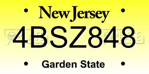 4BSZ848 New Jersey License Plate