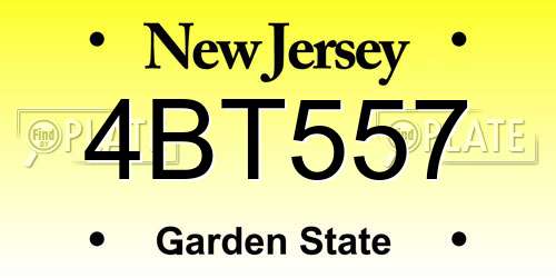 4BT557 New Jersey License Plate