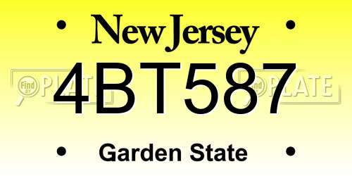 4BT587 New Jersey License Plate