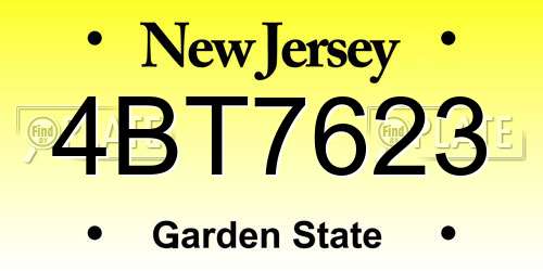 4BT7623 New Jersey License Plate