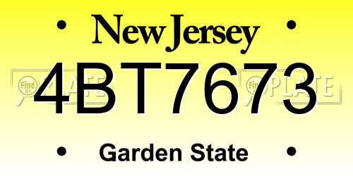 4BT7673 New Jersey License Plate