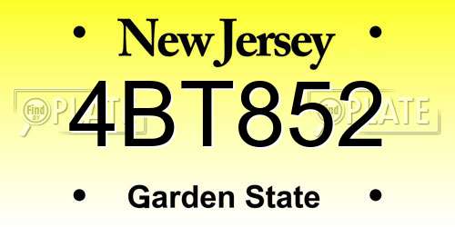 4BT852 New Jersey License Plate