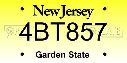 4BT857 New Jersey License Plate