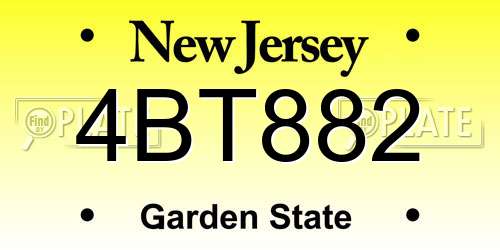 4BT882 New Jersey License Plate