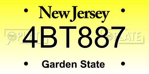 4BT887 New Jersey License Plate