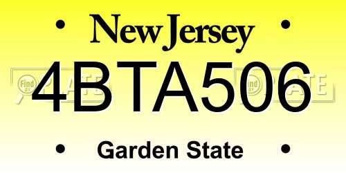 4BTA506 New Jersey License Plate