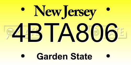 4BTA806 New Jersey License Plate