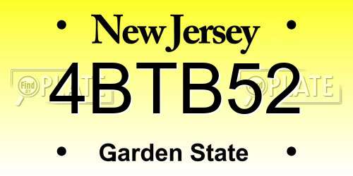 4BTB52 New Jersey License Plate