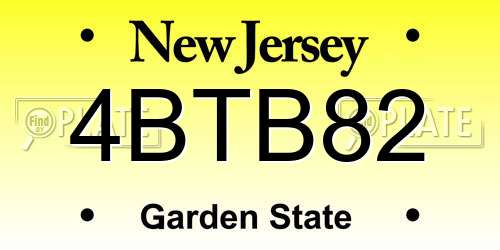 4BTB82 New Jersey License Plate