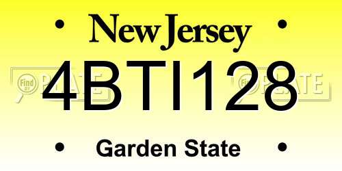 4BTI128 New Jersey License Plate