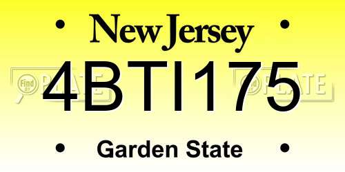 4BTI175 New Jersey License Plate