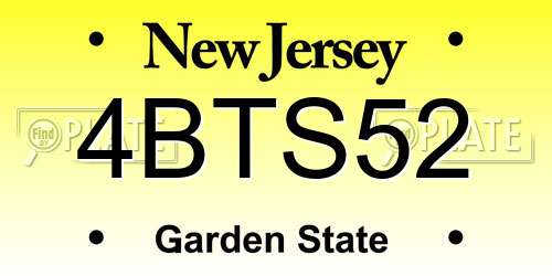 4BTS52 New Jersey License Plate