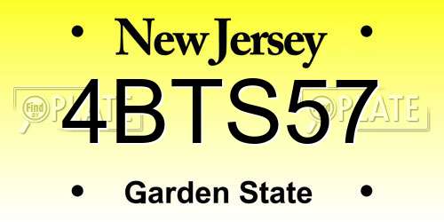 4BTS57 New Jersey License Plate