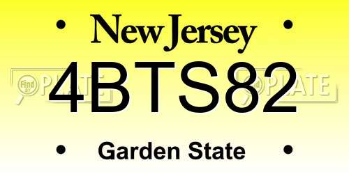 4BTS82 New Jersey License Plate