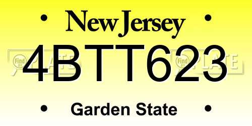 4BTT623 New Jersey License Plate