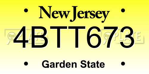 4BTT673 New Jersey License Plate