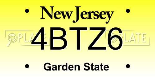 4BTZ6 New Jersey License Plate