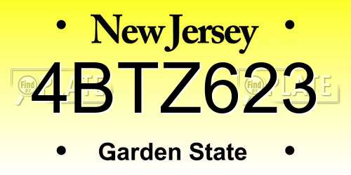 4BTZ623 New Jersey License Plate