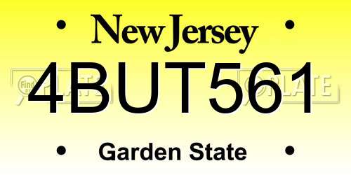 4BUT561 New Jersey License Plate