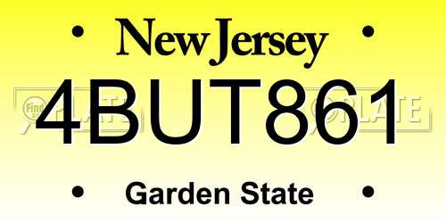 4BUT861 New Jersey License Plate