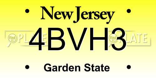 4BVH3 New Jersey License Plate