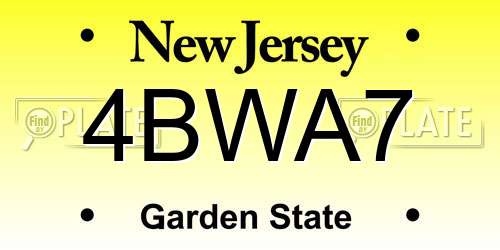 4BWA7 New Jersey License Plate