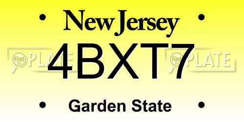 4BXT7 New Jersey License Plate