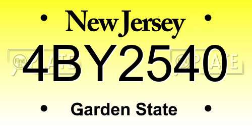 4BY2540 New Jersey License Plate