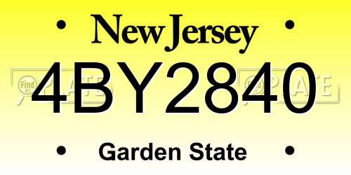 4BY2840 New Jersey License Plate