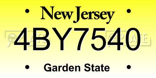 4BY7540 New Jersey License Plate