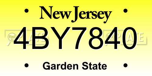 4BY7840 New Jersey License Plate
