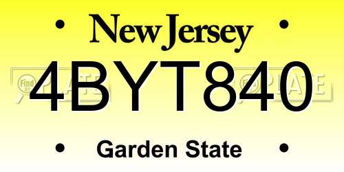 4BYT840 New Jersey License Plate