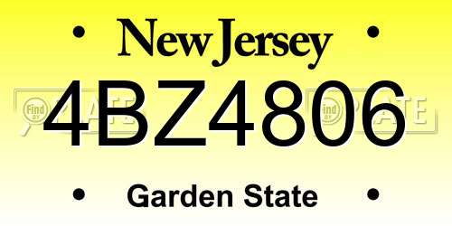 4BZ4806 New Jersey License Plate