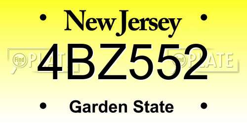 4BZ552 New Jersey License Plate