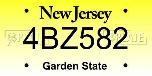 4BZ582 New Jersey License Plate