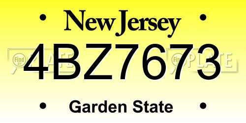 4BZ7673 New Jersey License Plate