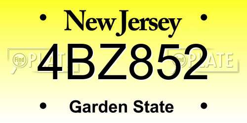 4BZ852 New Jersey License Plate