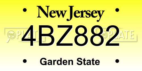 4BZ882 New Jersey License Plate