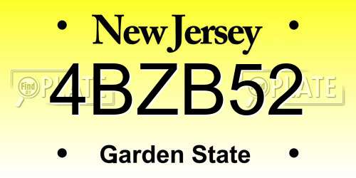 4BZB52 New Jersey License Plate