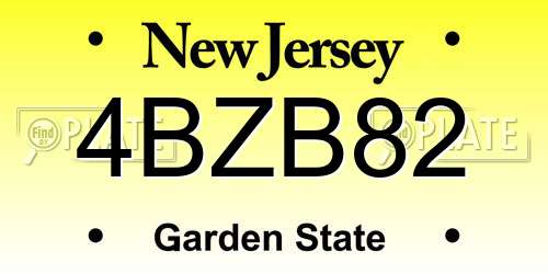 4BZB82 New Jersey License Plate
