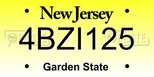 4BZI125 New Jersey License Plate