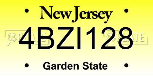 4BZI128 New Jersey License Plate