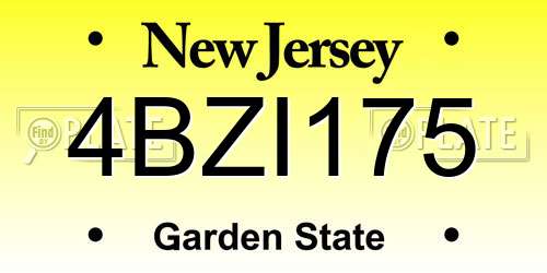 4BZI175 New Jersey License Plate